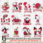 Western Kentucky Hilltoppers  Snoopy NCAA Bundle 12 SVG Svg Eps Dxf Png File, Digital Download