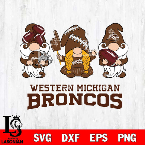 Western Michigan Broncos 3 Gnomes Football Svg Eps Dxf Png File, Digital Download, Instant Download