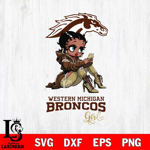 Western Michigan Broncos Beauty Black Fan Girl Football, Svg Eps Dxf Png File, Digital Download