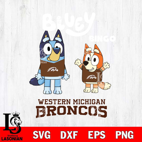 Western Michigan Broncos Bluey & Bingo 4 Svg Eps Dxf Png File, NCAA svg, Digital Download, Instant Download