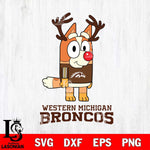 Western Michigan Broncos Bluey Chilli Christmas Deer Svg Eps Dxf Png File, Digital Download