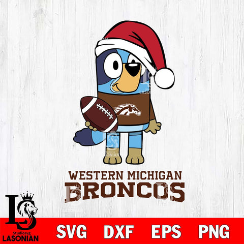 Western Michigan Broncos Bluey Christmas Svg Eps Dxf Png File, Digital Download