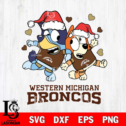 Western Michigan Broncos Bluey Christmas NFL Svg Eps Dxf Png File, Digital Download