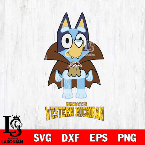 Western Michigan Broncos Bluey Dracula Halloween Svg Eps Dxf Png File, Digital Download, Instant Download