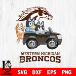 Western Michigan Broncos Bluey friends car Svg Eps Dxf Png File, NCAA svg, Digital Download, Instant Download