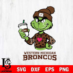 Western Michigan Broncos Boujee Grinch Heart Christmas Cut Files Cricut, Svg Dxf Eps Png file, Digital download , Silhouette