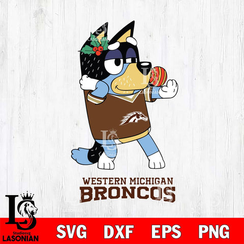 Western Michigan Broncos Christmas Bluey Bandit Heeler Cut Files,Bluey Cricut,Christmas Svg , Bluey svg , Digital Download, dxf eps png pdf file