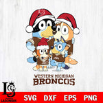 Western Michigan Broncos Christmas Bluey Family Sport Cut Files,Bluey Cricut,Christmas Svg , Bluey svg , Digital Download, dxf eps png pdf file