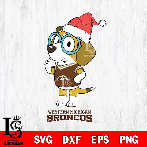 Western Michigan Broncos Christmas Bluey Honey Sport Cut Files,Bluey Cricut,Christmas Svg , Bluey svg , Digital Download, dxf eps png pdf file