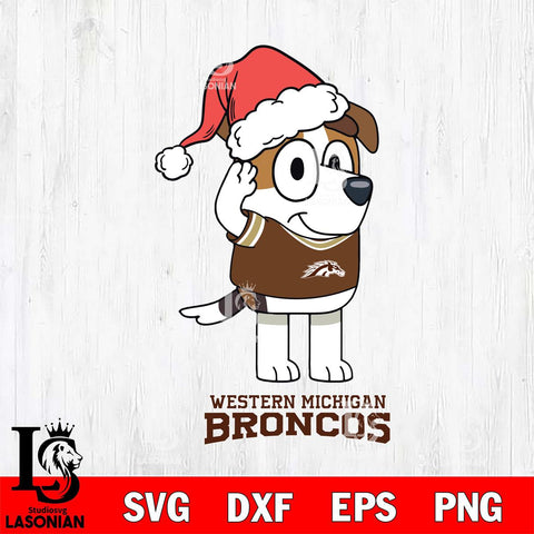 Western Michigan Broncos Christmas Bluey Jack Sport Cut Files,Bluey Cricut,Christmas Svg , Bluey svg , Digital Download, dxf eps png pdf file