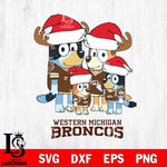 Western Michigan Broncos Christmas Bluey Santa Family Cut Files,Bluey Cricut,Christmas Svg , Bluey svg , Digital Download, dxf eps png pdf file