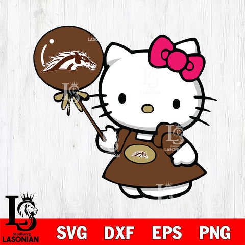 Western Michigan Broncos Cute Hello Kitty 2 Svg Eps Dxf Png File, Digital Download, Instant Download