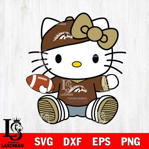 Western Michigan Broncos Cute Hello Kitty Football 11 Svg Eps Dxf Png File, NCAA svg, Digital Download, Instant Download