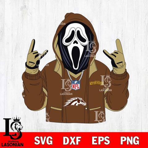 Western Michigan Broncos Ghostface Scream Football Halloween Svg Eps Dxf Png File, NCAA svg, Digital Download, Instant Download