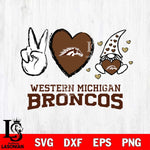 Western Michigan Broncos Gnomes Peace & Love Svg Eps Dxf Png File, Digital Download, Instant Download