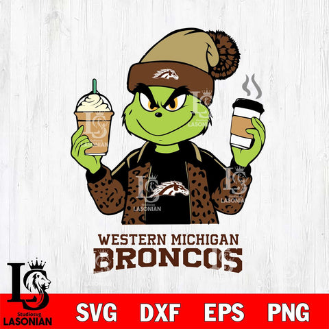 Western Michigan Broncos Grinch 2 coffee Svg Eps Dxf Png File, Digital Download, Instant Download