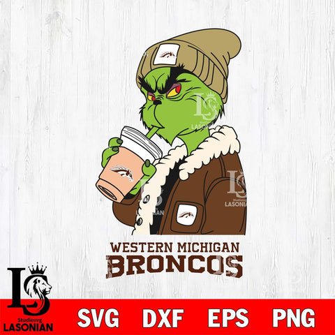 Western Michigan Broncos Grinch Bougie Football Svg Eps Dxf Png File, Digital Download, Instant Download