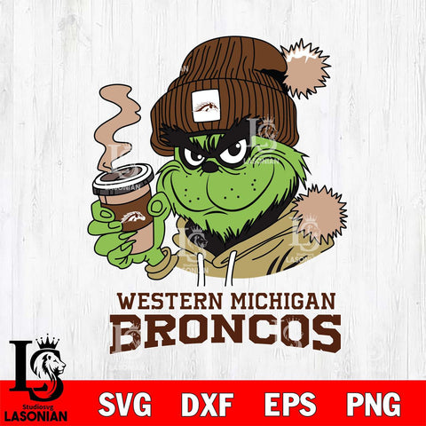 Western Michigan Broncos Grinch Cofffe Hoodie Cut Files Cricut, Svg Dxf Eps Png file, Digital download , Silhouette