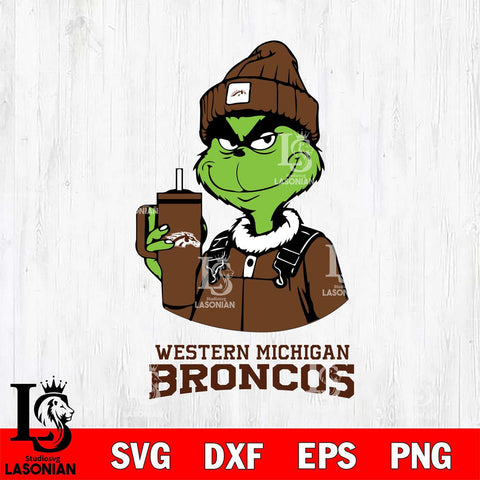 Western Michigan Broncos Grinch Football Christmas Cut Files Cricut, Svg Dxf Eps Png file, Digital download , Silhouette