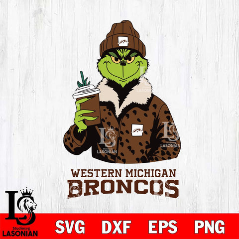 Western Michigan Broncos Grinch Leopard Svg Eps Dxf Png File, Digital Download, Instant Download