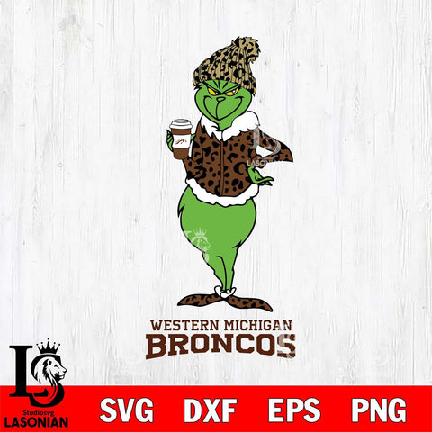 Western Michigan Broncos Grinch Leopard Coffee Svg Eps Dxf Png File, Digital Download, Instant Download