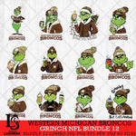 Western Michigan Broncos Grinch NFL Bundle 12 SVG Eps Dxf Png File, Digital Download, Instant Download