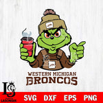 Western Michigan Broncos Grinch with coffee Svg Eps Dxf Png File, Digital Download, Instant Download