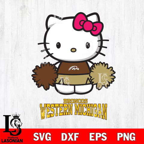 Western Michigan Broncos Hello Kitty Cheerleader 2 Svg Eps Dxf Png File, Digital Download, Instant Download