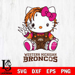 Western Michigan Broncos Hello Kitty Horror Svg Eps Dxf Png File, Digital Download