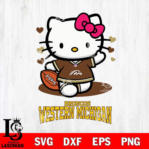 Western Michigan Broncos Hello Kitty NCAA 3 Svg Eps Dxf Png File, Digital Download, Instant Download