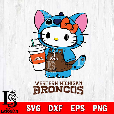 Western Michigan Broncos Hello Kitty Stitch Svg Eps Dxf Png File, NCAA svg, Digital Download, Instant Download