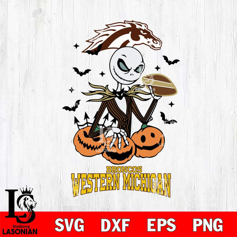 Western Michigan Broncos Jack Skellington 2 halloween Svg Eps Dxf Png File, NCAA svg, Digital Download, Instant Download