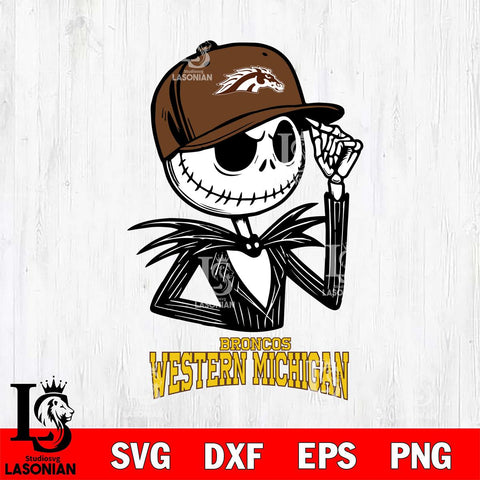 Western Michigan Broncos Jack Skellington 3 Halloween Svg Eps Dxf Png File, NCAA svg, Digital Download, Instant Download