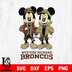 Western Michigan Broncos Mickey Minnie Mouse Football Svg Eps Dxf Png File, NCAA svg , File Cut , Digital Download , Instant Download, Cut Svg Files