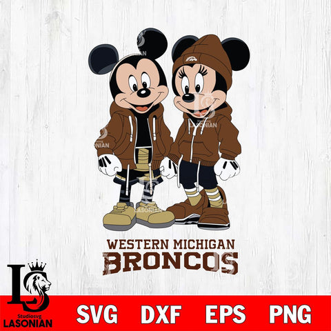 Western Michigan Broncos Mickey Minnie Mouse Rugby Svg Eps Dxf Png File, NCAA svg , File Cut , Digital Download , Instant Download, Cut Svg Files