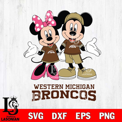 Western Michigan Broncos Mickey Minnie Mouse Sport Svg Eps Dxf Png File, NCAA svg , File Cut , Digital Download , Instant Download, Cut Svg Files