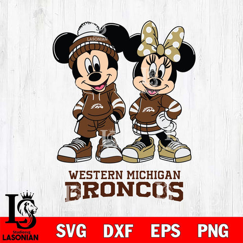 Western Michigan Broncos Mickey Minnie Rugby Hoodie Svg Eps Dxf Png File, NCAA svg , File Cut , Digital Download , Instant Download, Cut Svg Files