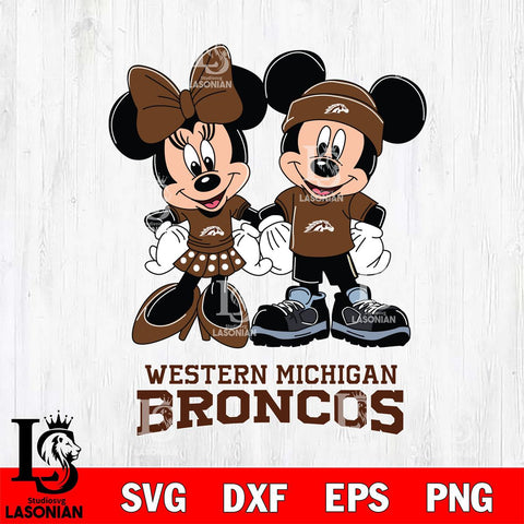 Western Michigan Broncos Mickey Minnie Rugby ball Svg Eps Dxf Png File, NCAA svg , File Cut , Digital Download , Instant Download, Cut Svg Files