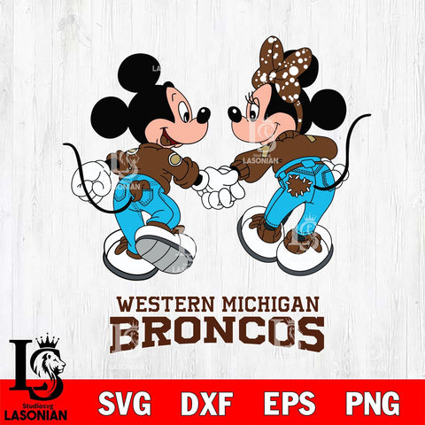 Western Michigan Broncos Mickey Minnie Valentine Rugby Svg Eps Dxf Png File, Digital Download ,Instant Download, Cricut File