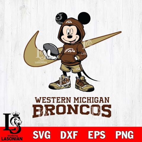 Western Michigan Broncos Mikey Mouse Disney NIKE, Svg Eps Dxf Png File, Digital Download