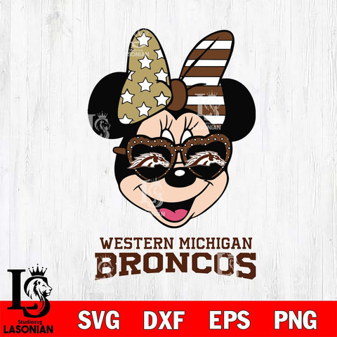 Western Michigan Broncos Minnie Mouse Love 2, Svg Eps Dxf Png File, Digital Download