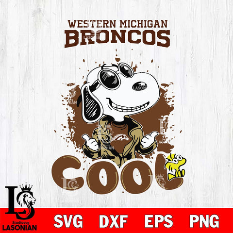 Western Michigan Broncos Snoopy Sport 7 Svg Eps Dxf Png File, Digital Download