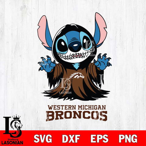 Western Michigan Broncos Stitch Ghost Svg Eps Dxf Png File, NCAA svg, Digital Download, Instant Download