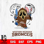 Western Michigan Broncos Stitch Ghost Face Halloween 2 Svg Eps Dxf Png File, Digital Download, Instant Download