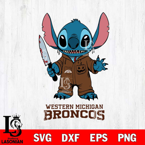 Western Michigan Broncos Stitch Horror 2 Svg Eps Dxf Png File, NCAA svg, Digital Download, Instant Download