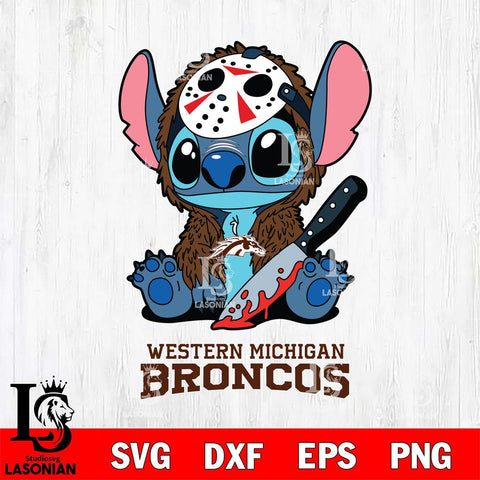 Western Michigan Broncos Stitch Jason Voorhees Svg Eps Dxf Png File, NCAA svg, Digital Download, Instant Download