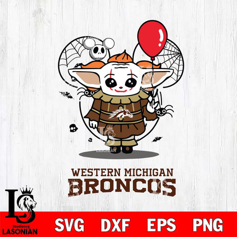 Western Michigan Broncos Stitch Pennywise Halloween Svg Eps Dxf Png File, Digital Download, Instant Download