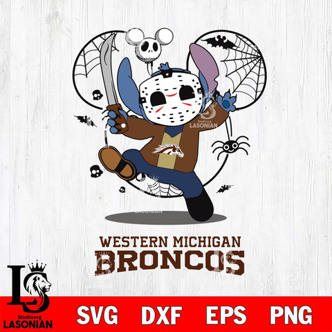 Western Michigan Broncos Stitch jason voorhees Halloween Svg Eps Dxf Png File, Digital Download, Instant Download