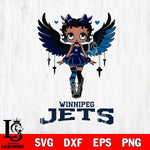 Winnipeg Jets Anglel Black Fan Girl Betty Boop, Svg Eps Dxf Png File, Digital Download