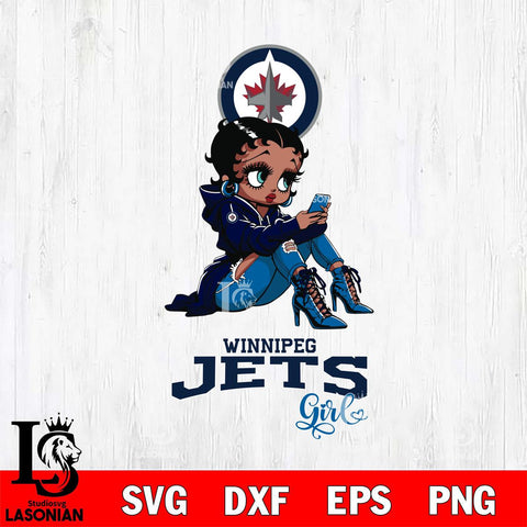 Winnipeg Jets Beauty Black Fan Girl Football, Svg Eps Dxf Png File, Digital Download